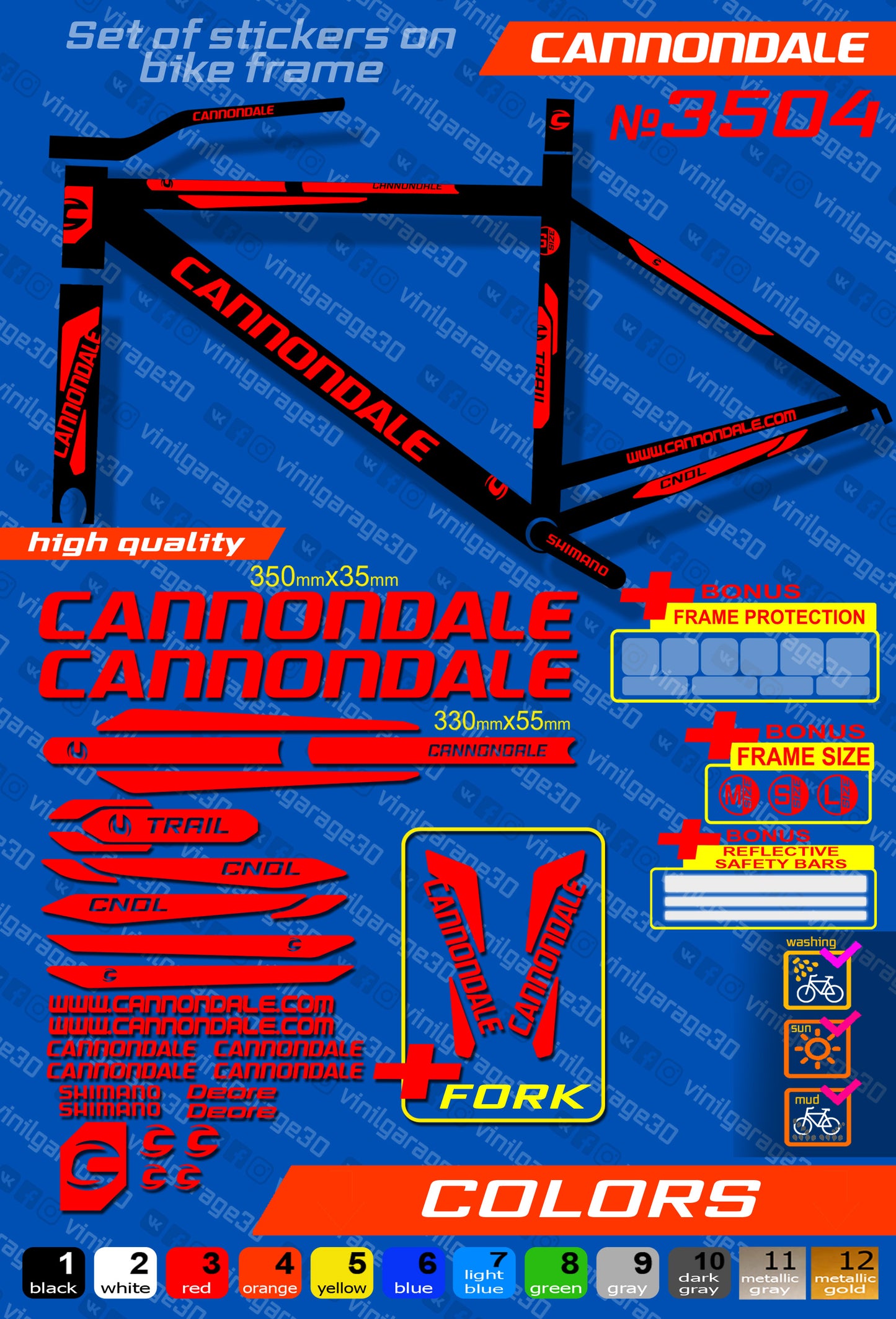 CANNONDALE bike stickers set +fork.  All colors are available