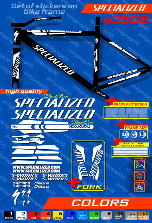 SPECIALIZED bike stickers set +fork.  All colors are available