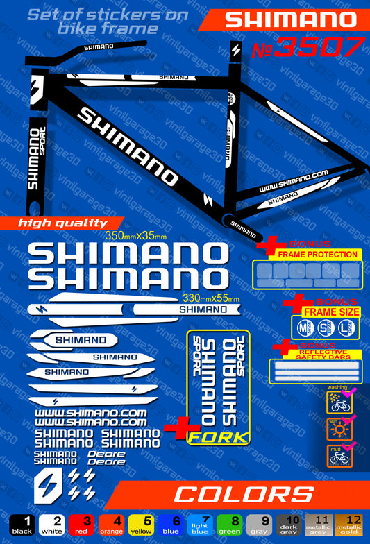 SHIMANO bike stickers set +fork.  All colors are available