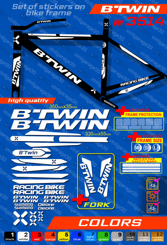 B'TWIN bike stickers set +fork.  All colors are available