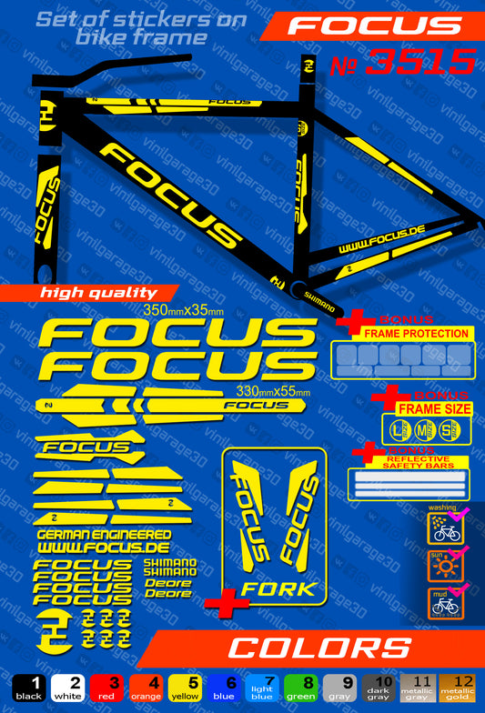 FOCUS bike stickers set +fork.  All colors are available