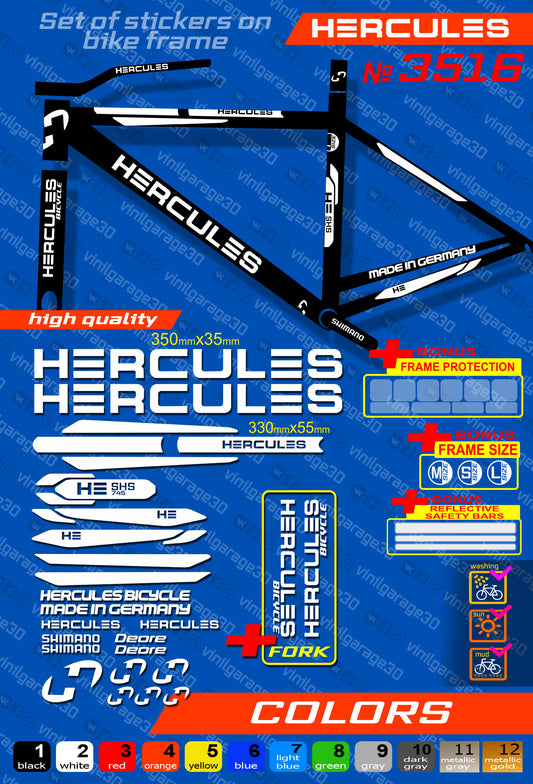 HERCULES bike stickers set +fork.  All colors are available