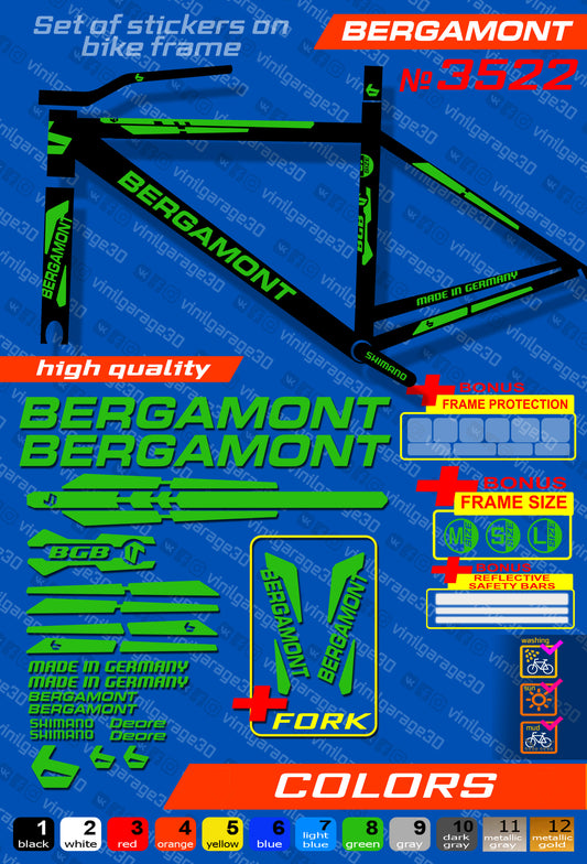 BERGAMONT bike stickers set +fork.  All colors are available