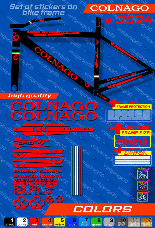 COLNAGO bike stickers set +fork.  All colors are available