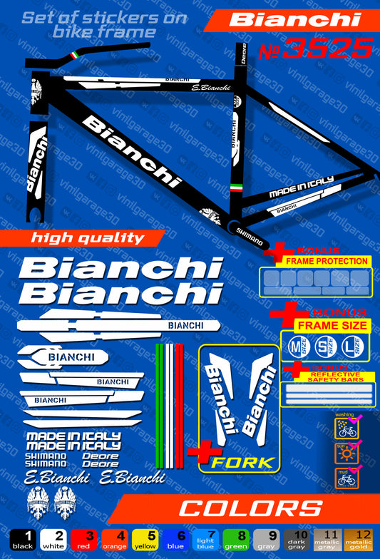 BIANCHI bike stickers set +fork.  All colors are available