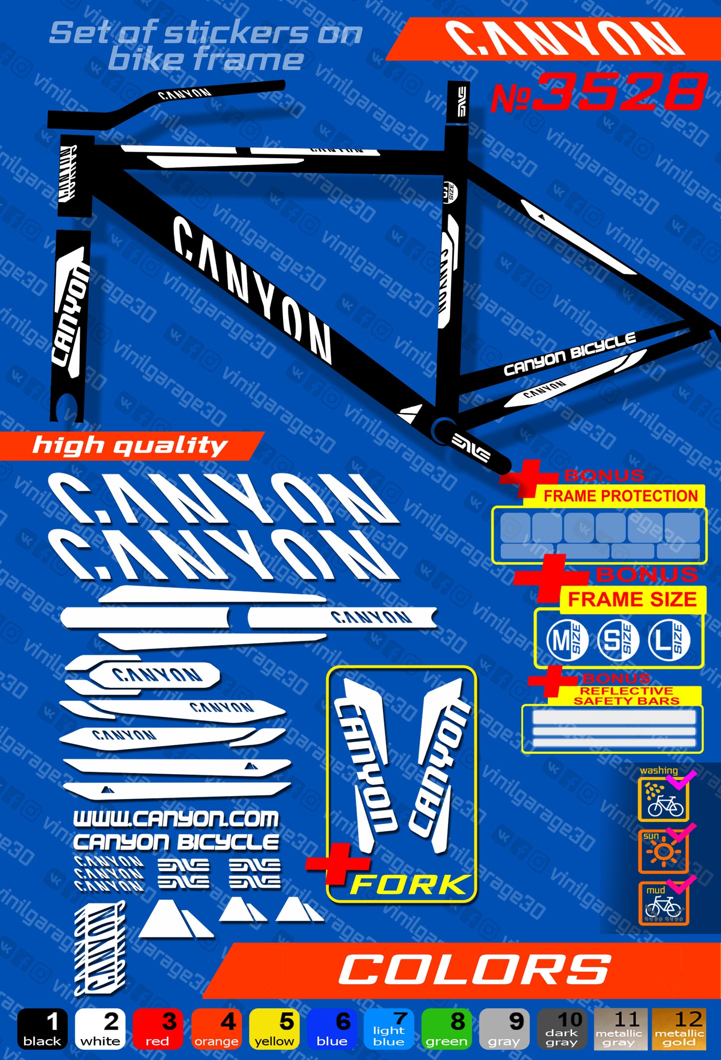 CANYON bike stickers set +fork.  All colors are available