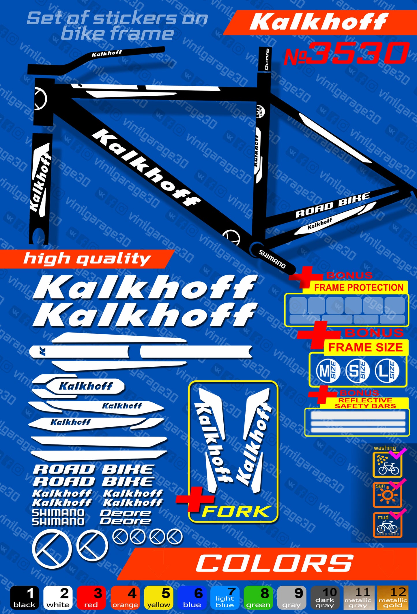 KALKHOFF bike stickers set +fork.  All colors are available