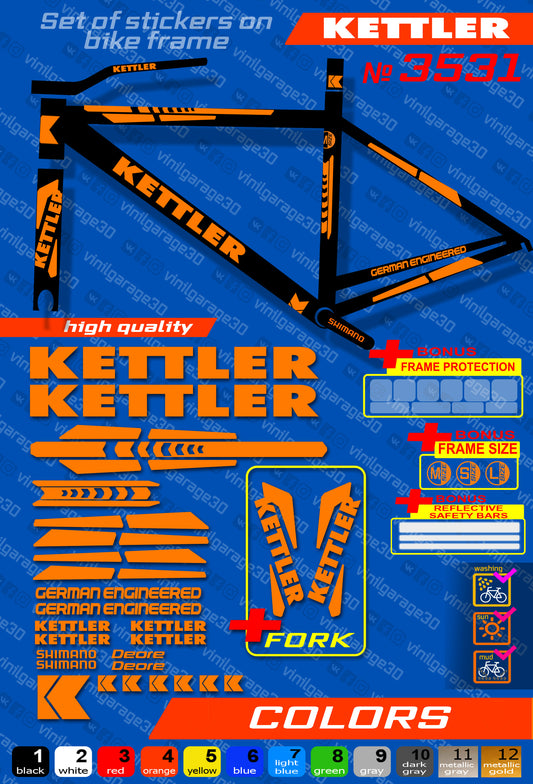 KETTLER bike stickers set +fork.  All colors are available