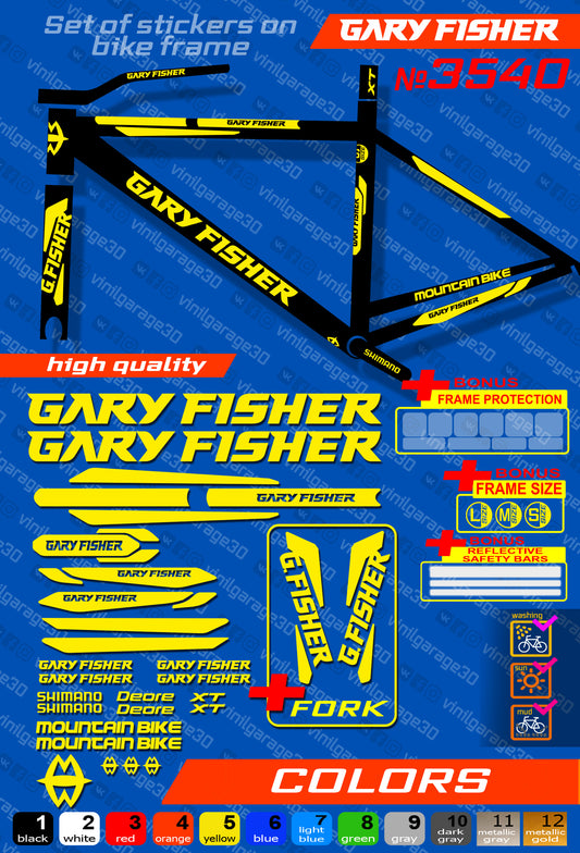 GARY FISHER bike stickers set +fork.  All colors are available