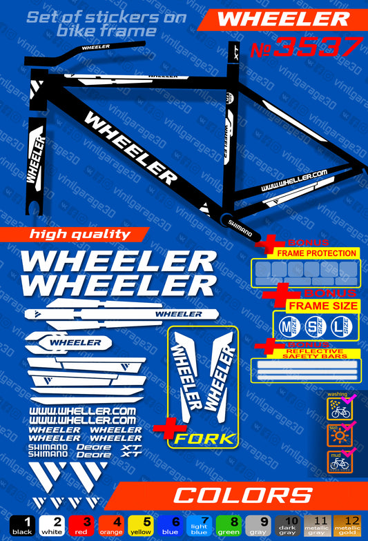 WHELLER bike stickers set +fork.  All colors are available