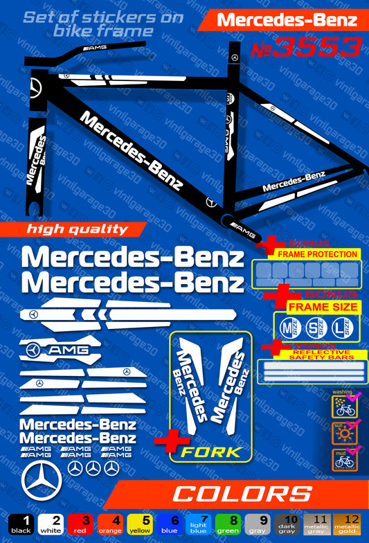 MERCEDES-BENZ bike stickers set +fork.  All colors are available