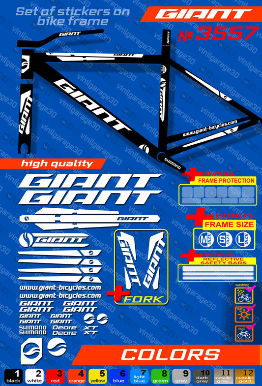 GIANT bike stickers set +fork.  All colors are available