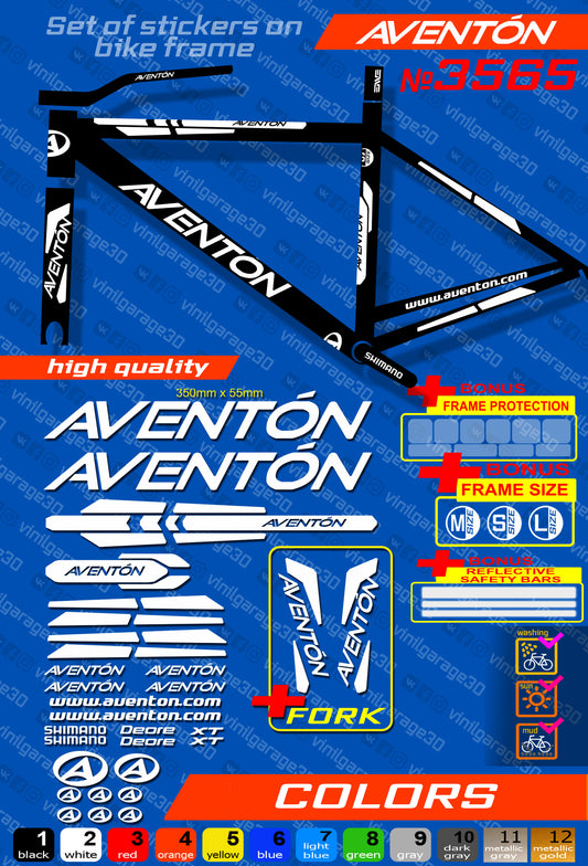 AVENTON bike stickers set +fork.  All colors are available