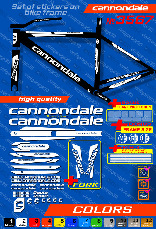 CANNONDALE bike stickers set +fork.  All colors are available