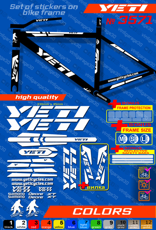 YETI bike stickers set +fork.  All colors are available