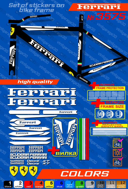 FERRARI bike stickers set +fork.  All colors are available