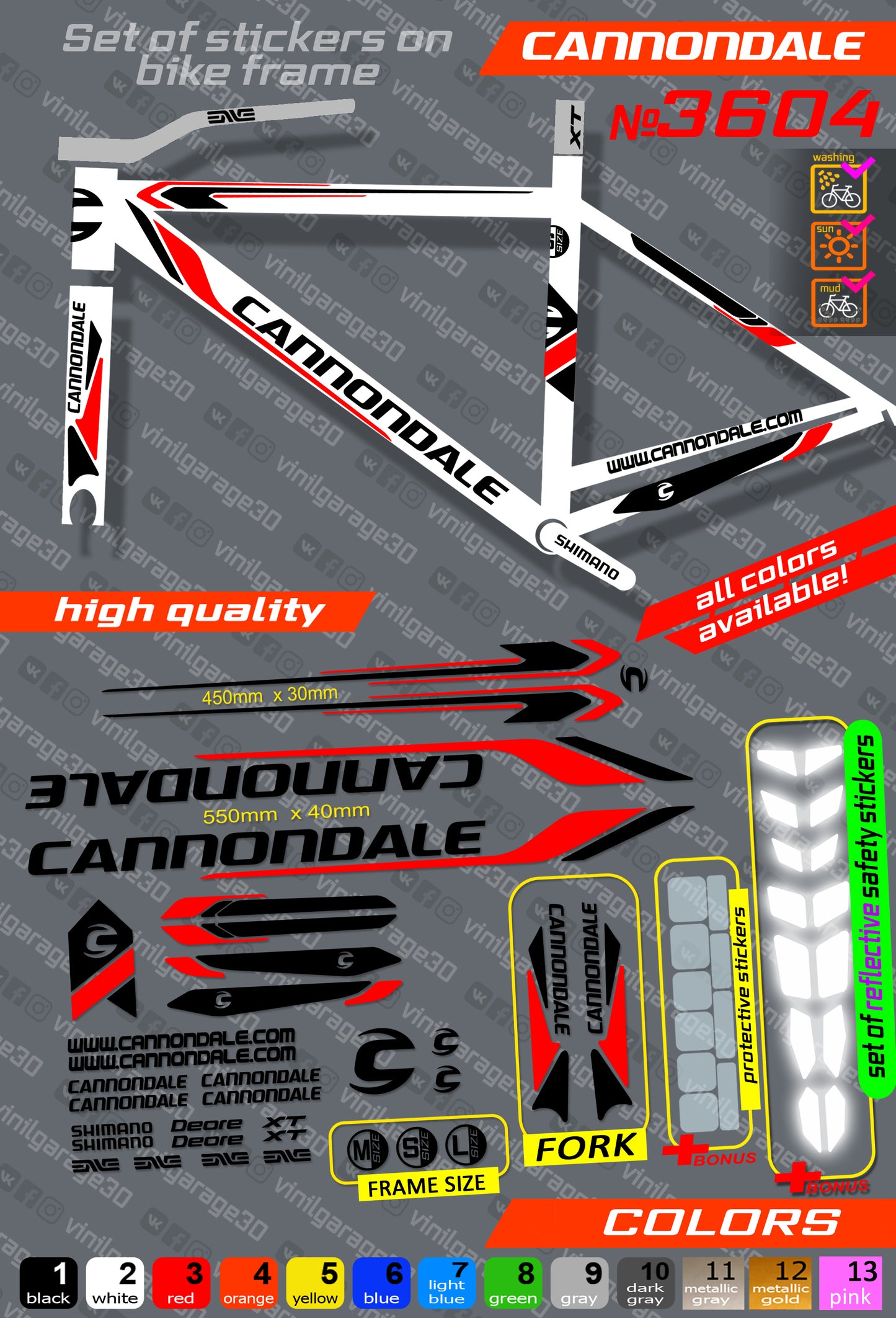 CANNONDALE bicycle stickers set +fork.  All colors are available