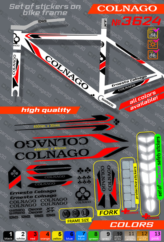 COLNAGO bicycle stickers set +fork.  All colors are available