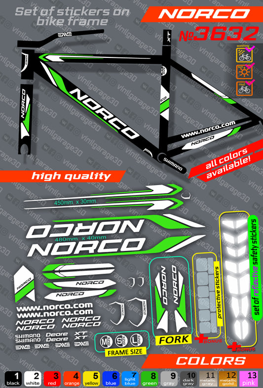 NORCO bicycle stickers set +fork.  All colors are available