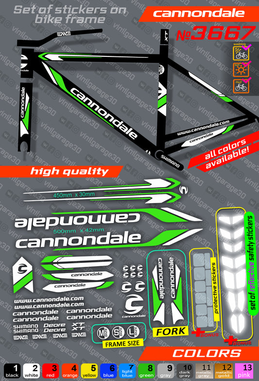 CANNONDALE bicycle stickers set +fork.  All colors are available