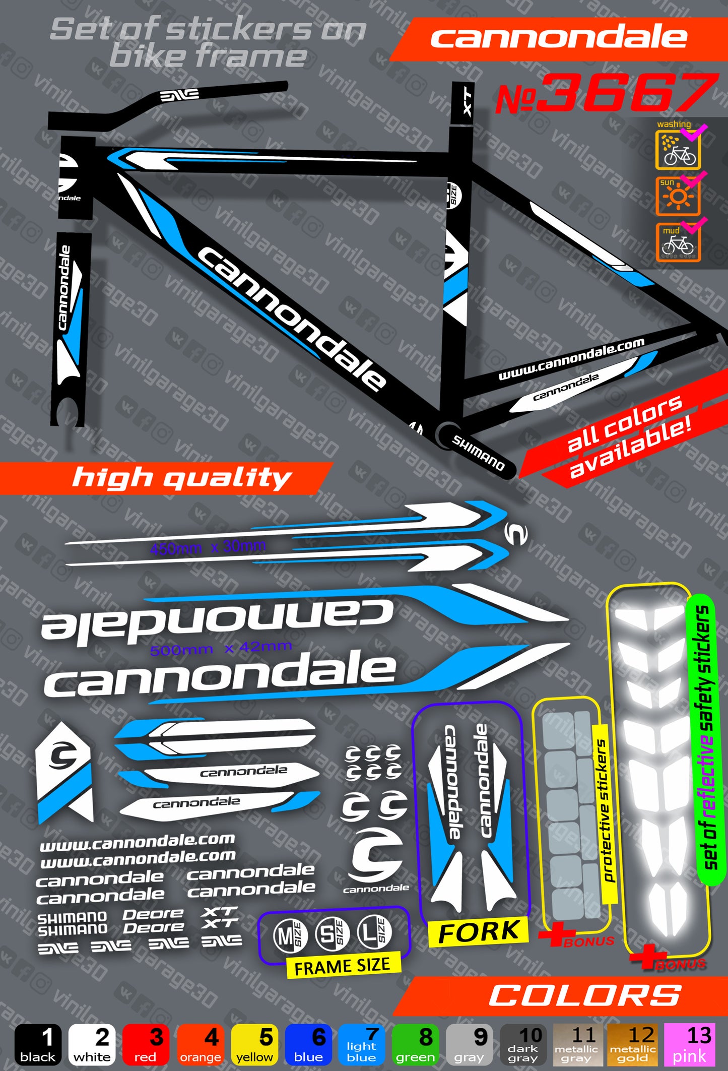 CANNONDALE bicycle stickers set +fork.  All colors are available