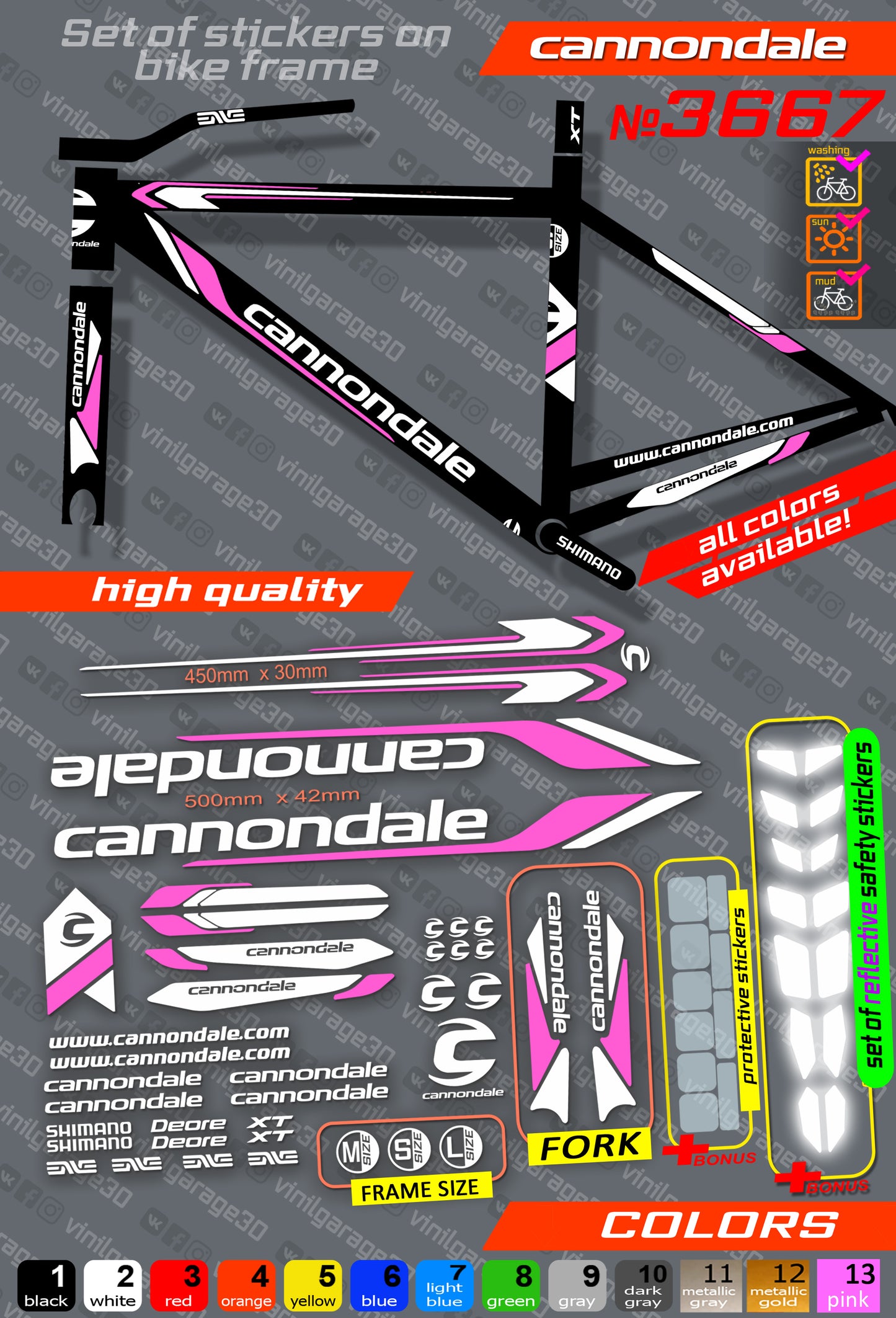 CANNONDALE bicycle stickers set +fork.  All colors are available