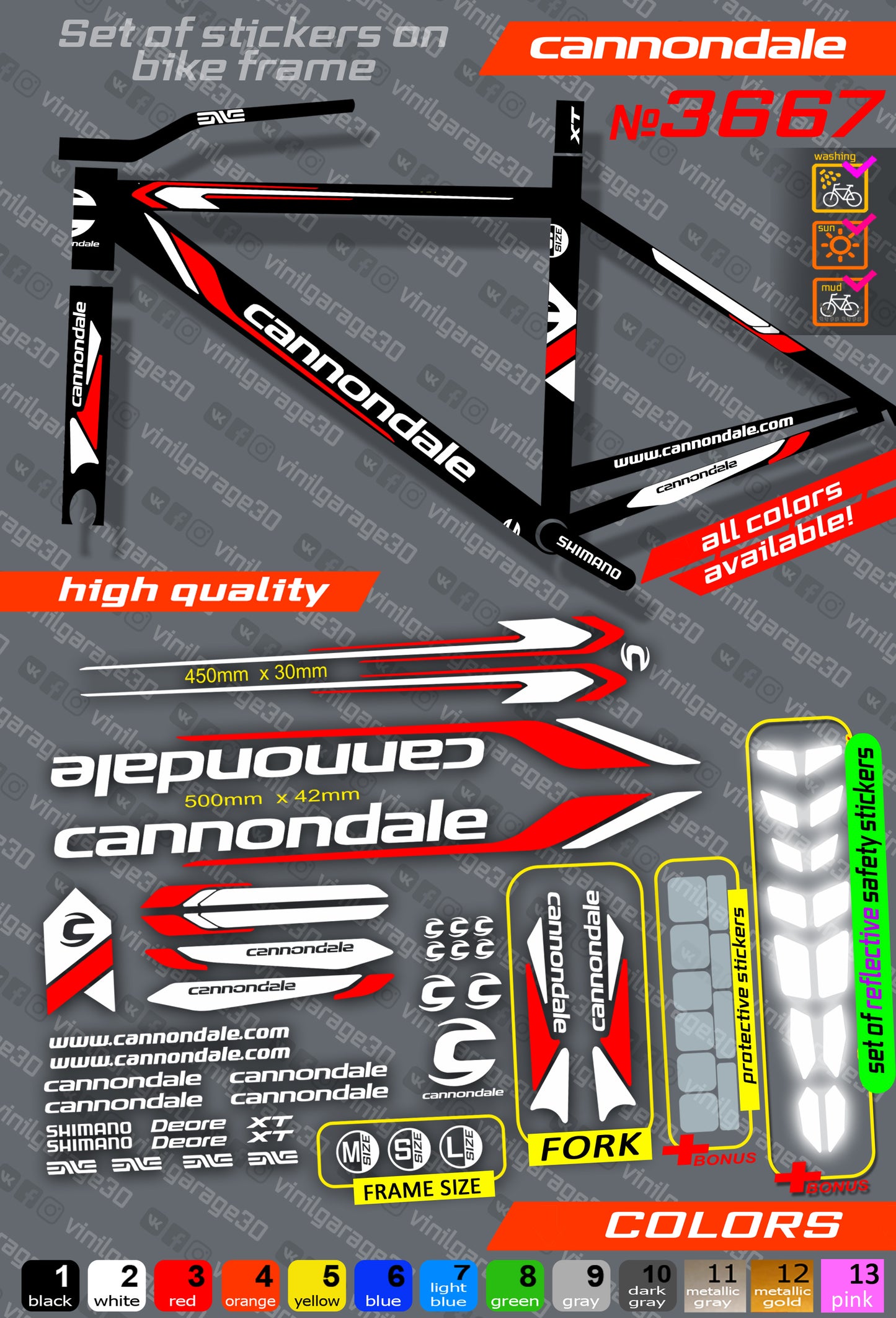 CANNONDALE bicycle stickers set +fork.  All colors are available