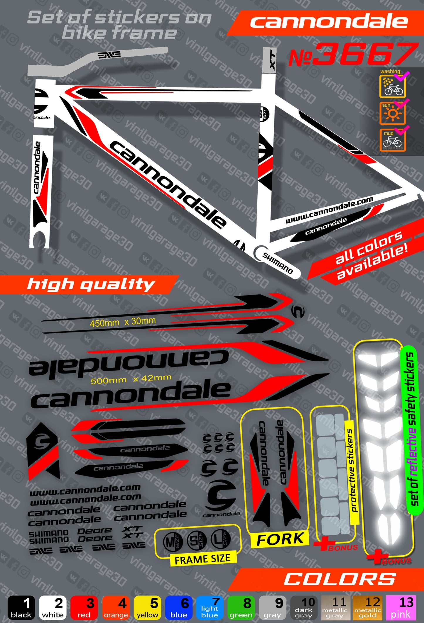 CANNONDALE bicycle stickers set +fork.  All colors are available