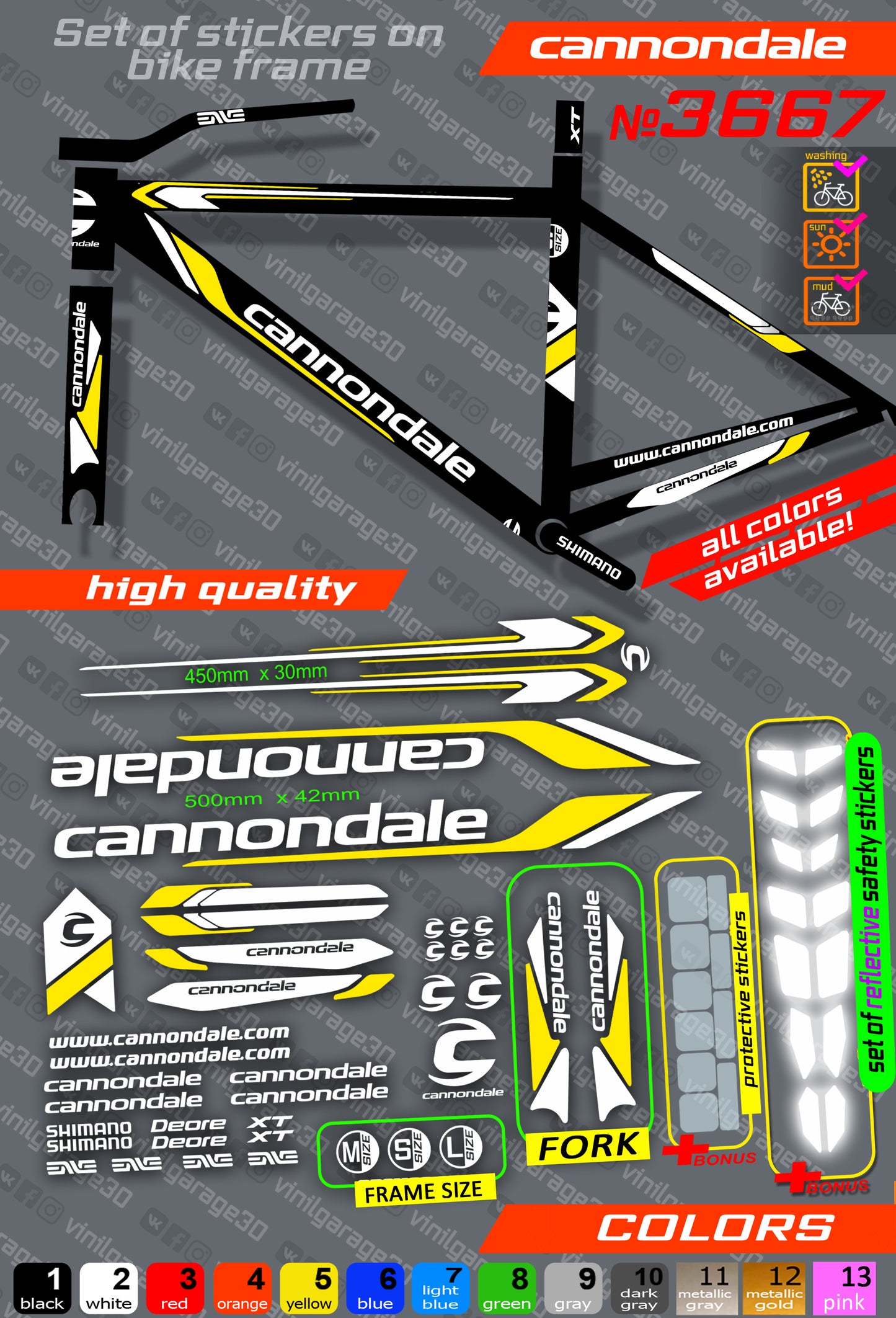 CANNONDALE bicycle stickers set +fork.  All colors are available