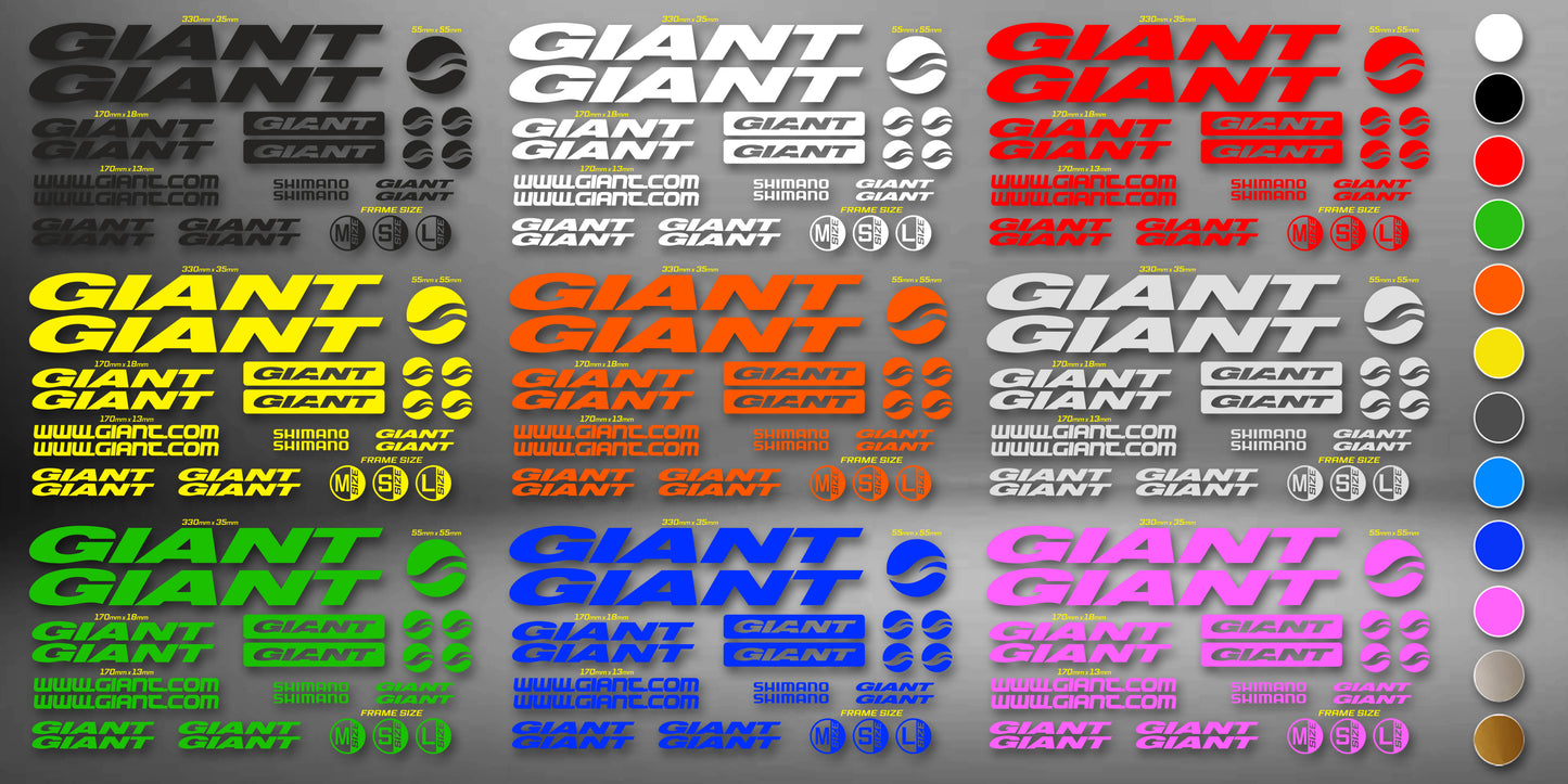 GIANT bike stickers set +fork.  All colors are available