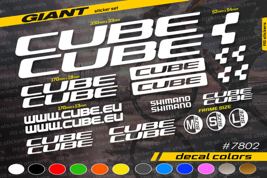 CUBE bike stickers set +fork.  All colors are available