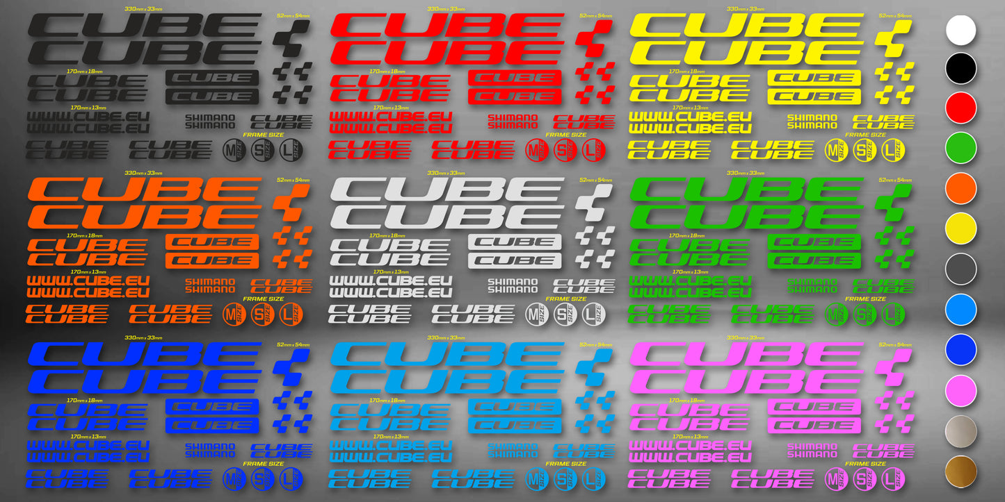 CUBE bike stickers set +fork.  All colors are available