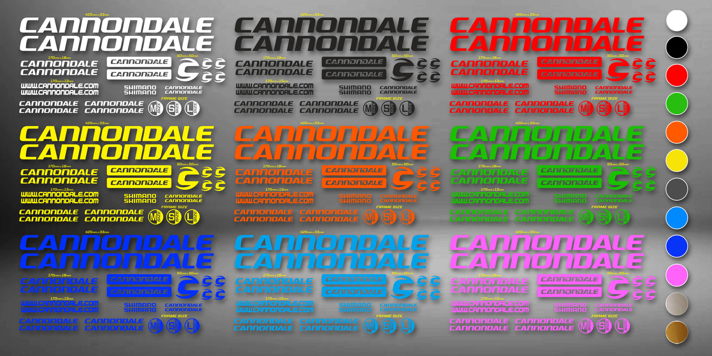 CANNONDALE bike stickers set +fork.  All colors are available