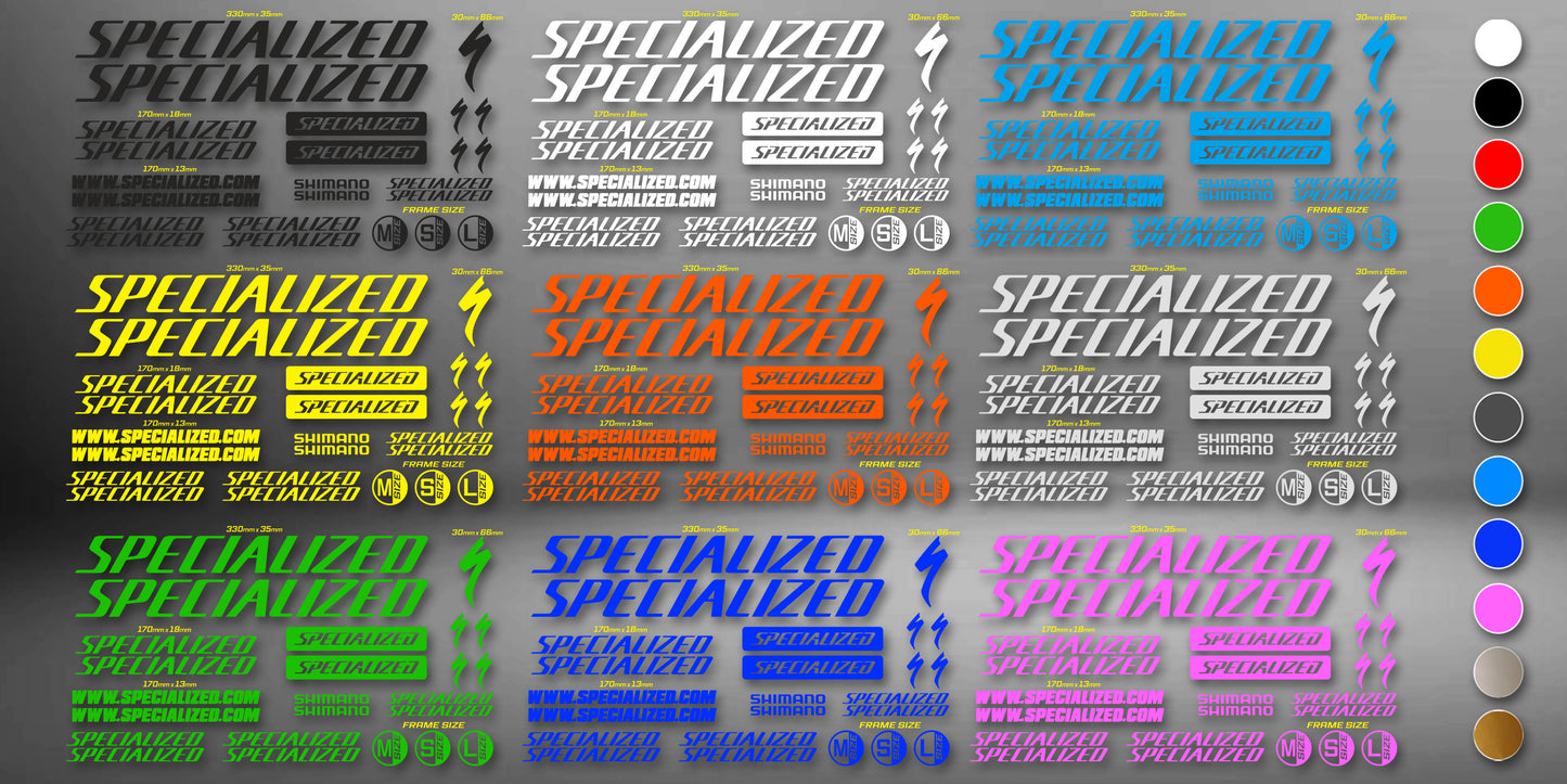 SPECIALIZED bike stickers set +fork.  All colors are available