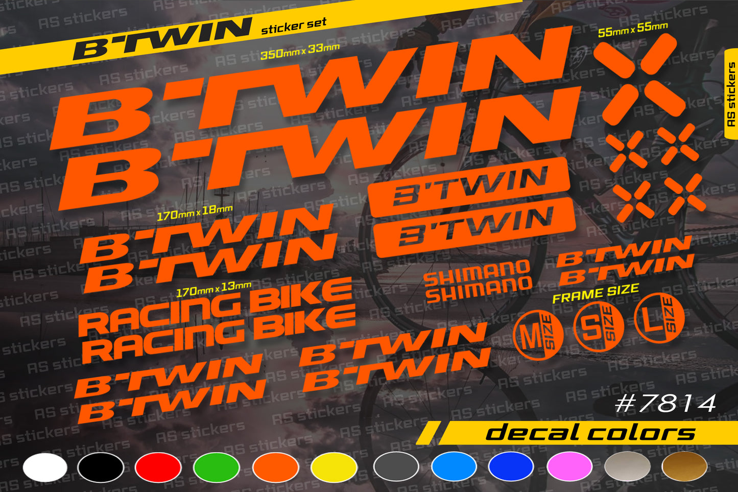 B'TWIN bike stickers set +fork.  All colors are available