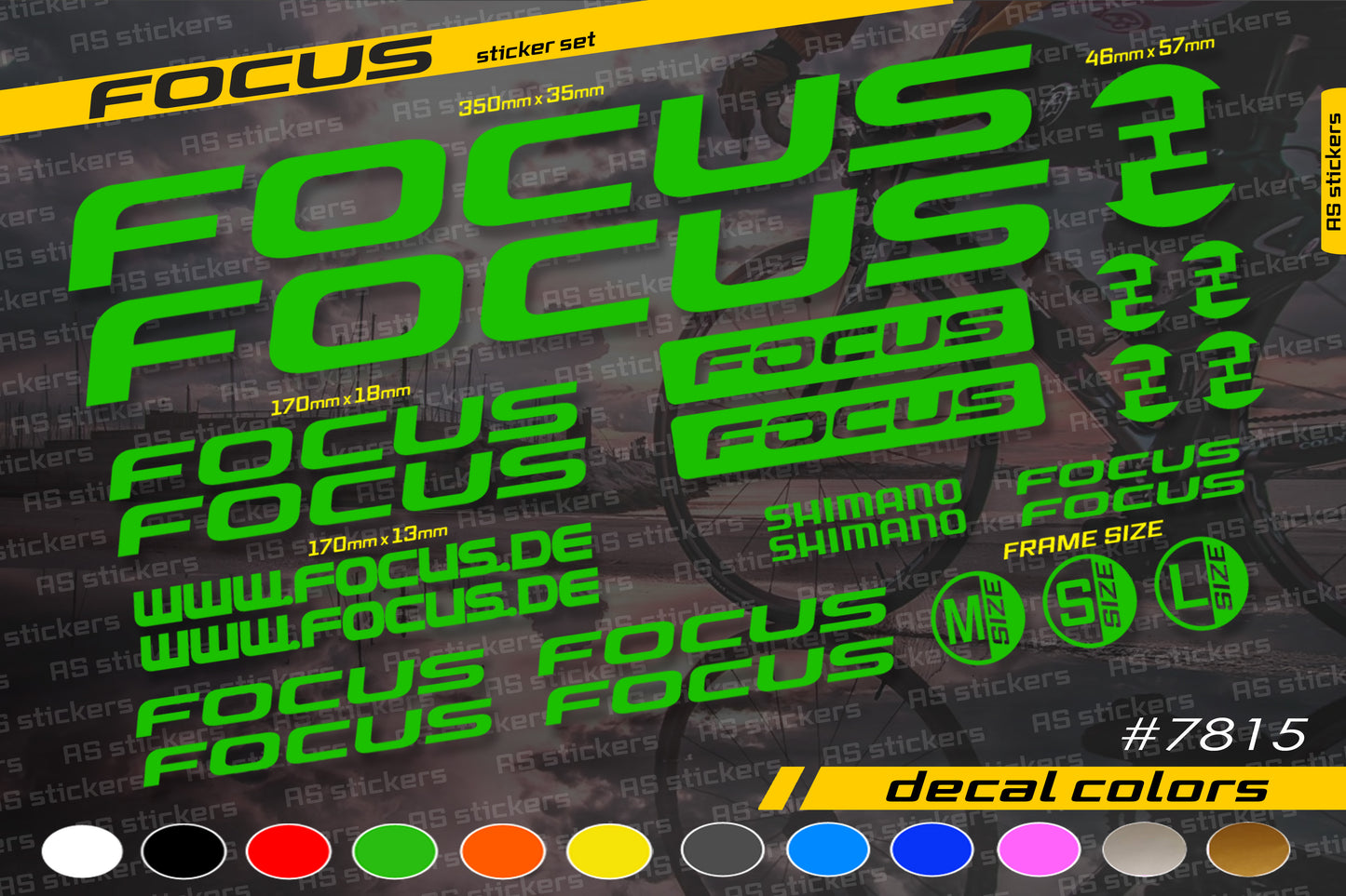 FOCUS bike stickers set +fork.  All colors are available