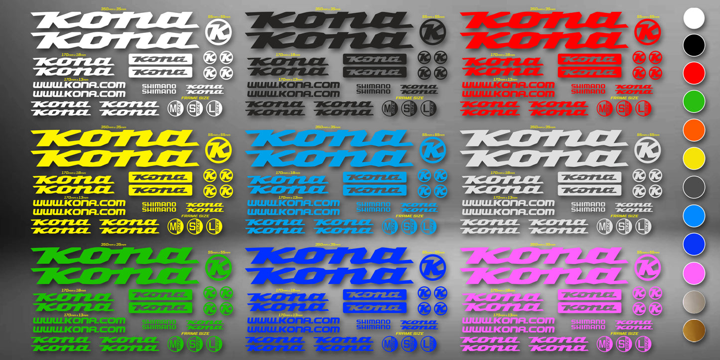 KONA bike stickers set +fork.  All colors are available