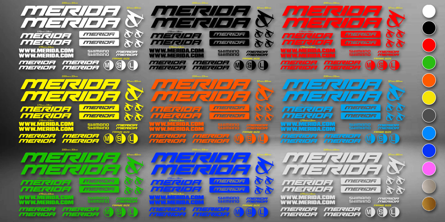 MERIDA bike stickers set +fork.  All colors are available