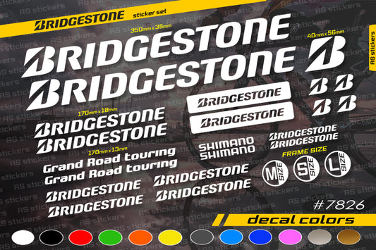 BRIDGESTONE bike stickers set +fork.  All colors are available