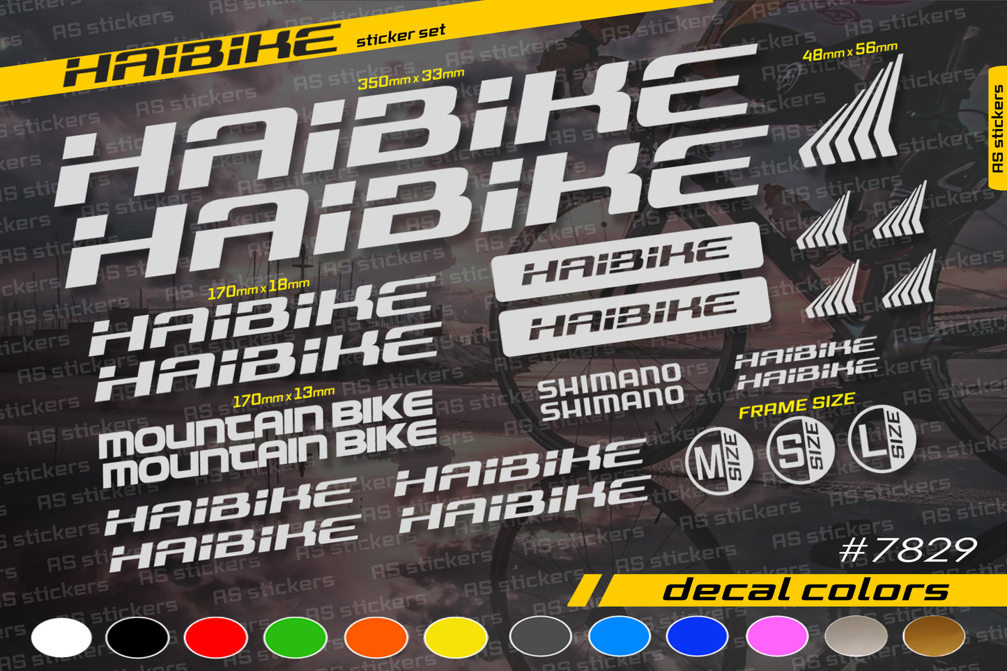 HAIBIKE bike stickers set +fork.  All colors are available