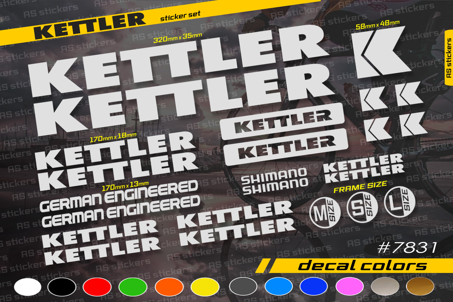 KETTLER bike stickers set +fork.  All colors are available