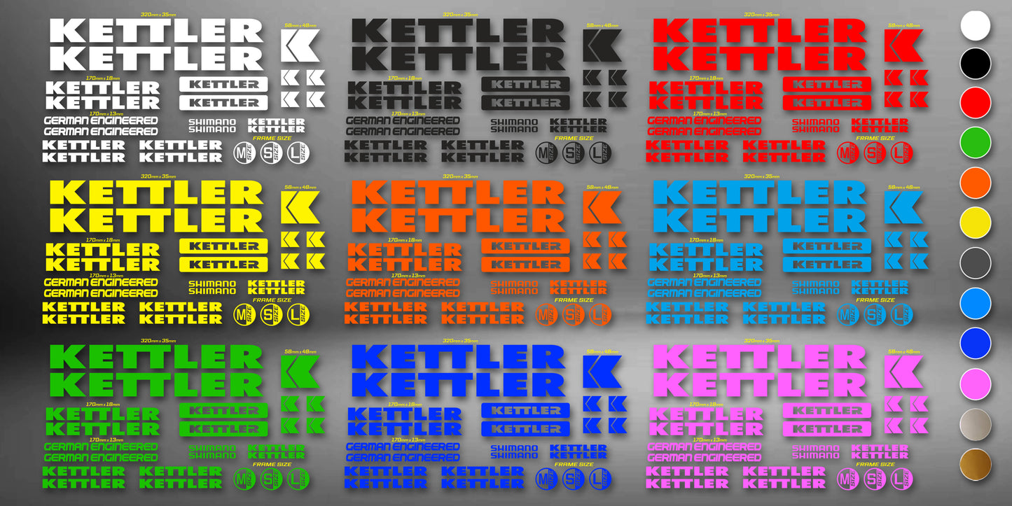 KETTLER bike stickers set +fork.  All colors are available