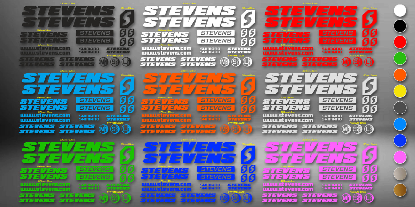 STEVENS bike stickers set +fork.  All colors are available