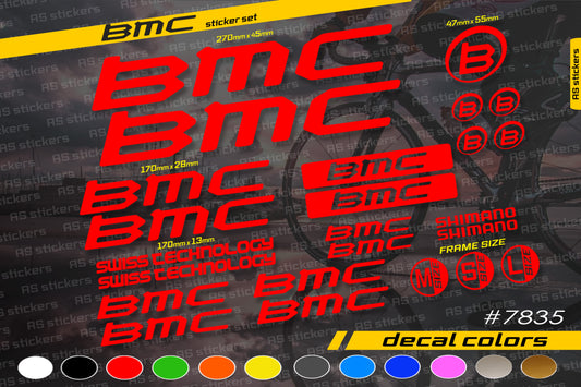 BMC bike stickers set +fork.  All colors are available