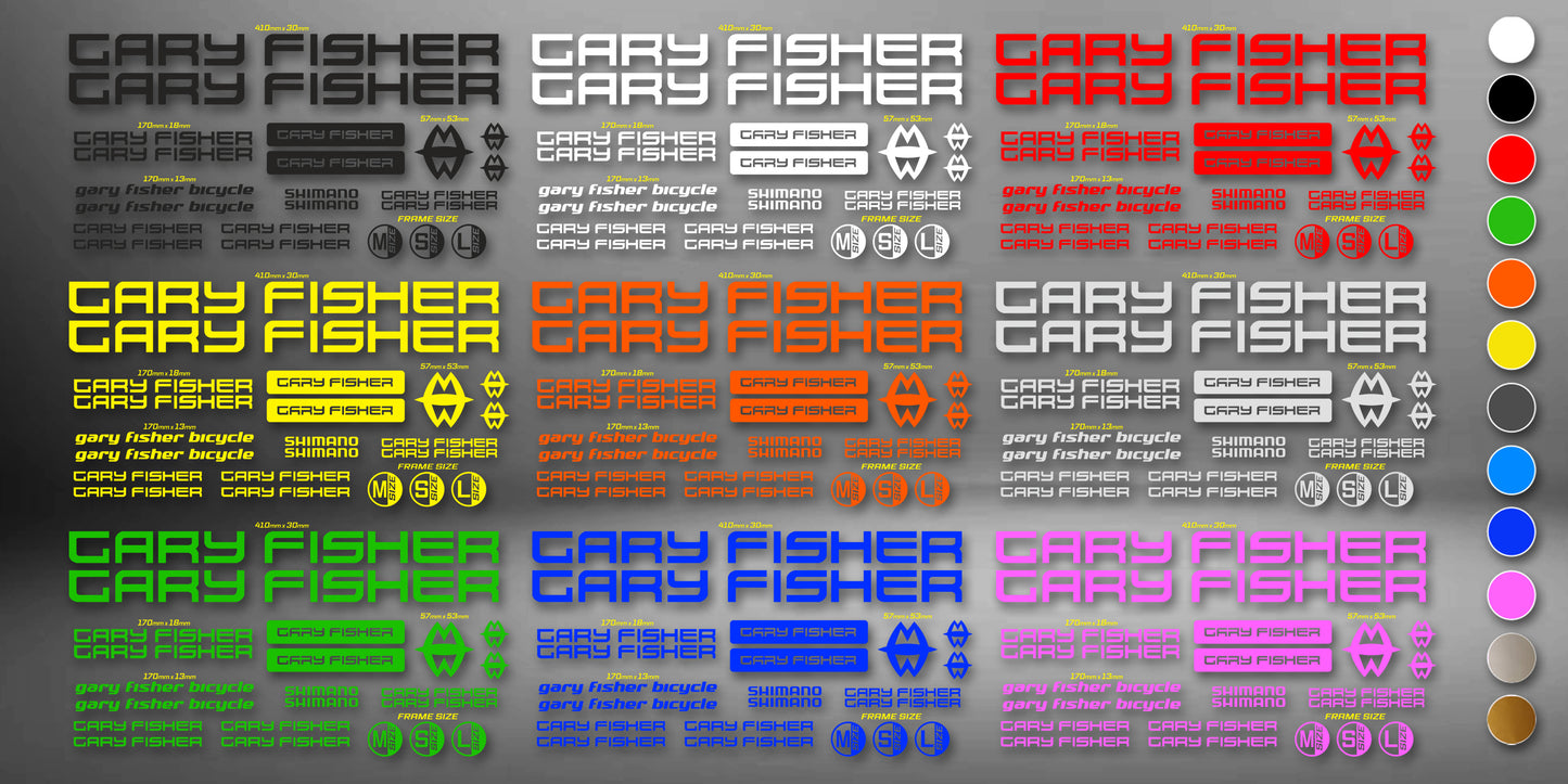 GARY FISHER bike stickers set +fork.  All colors are available