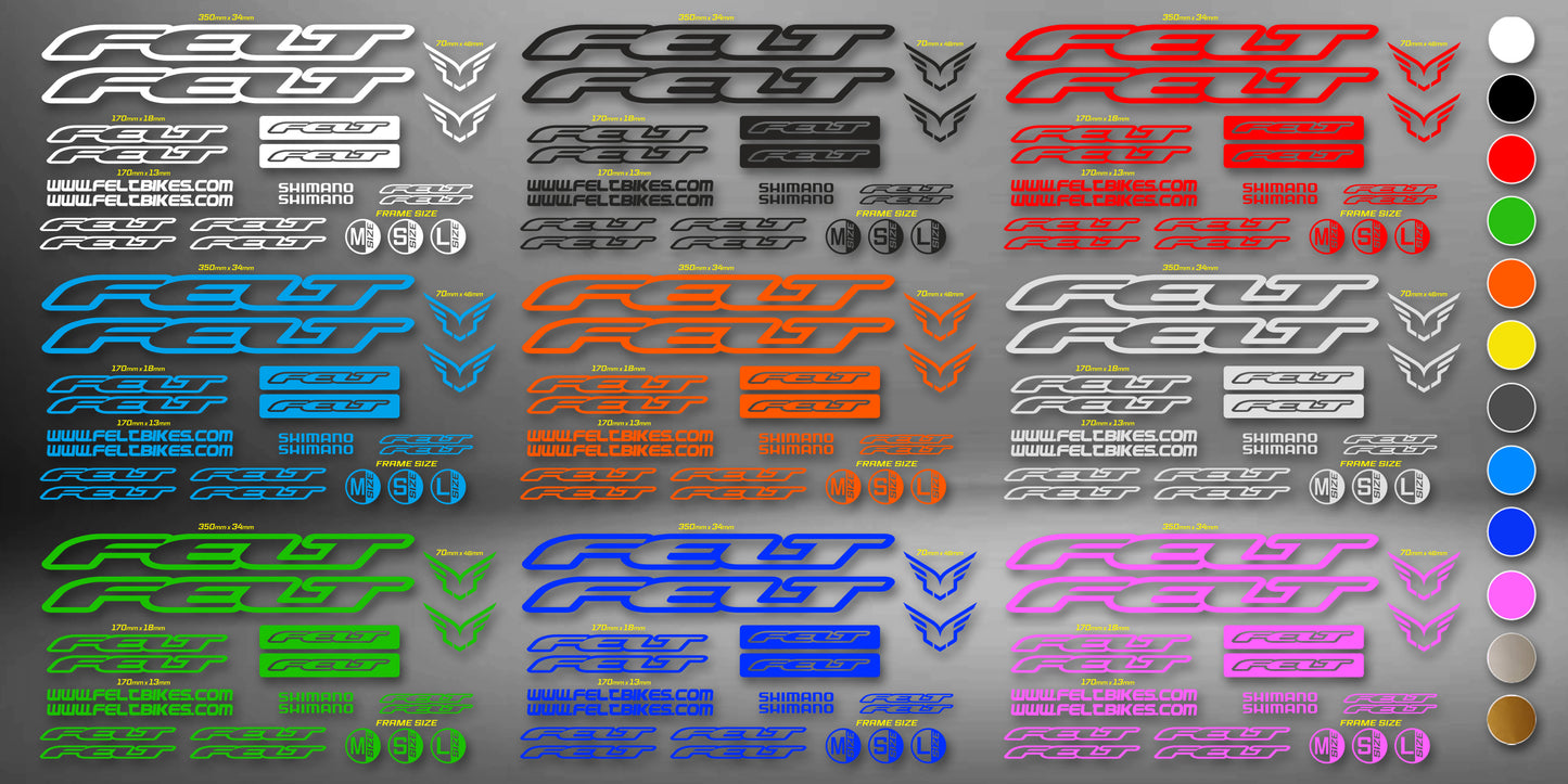 FELT bike stickers set +fork.  All colors are available