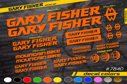 GARY FISHER bike stickers set +fork.  All colors are available