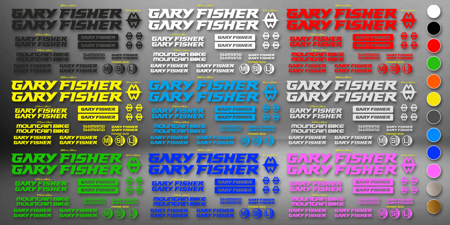 GARY FISHER bike stickers set +fork.  All colors are available