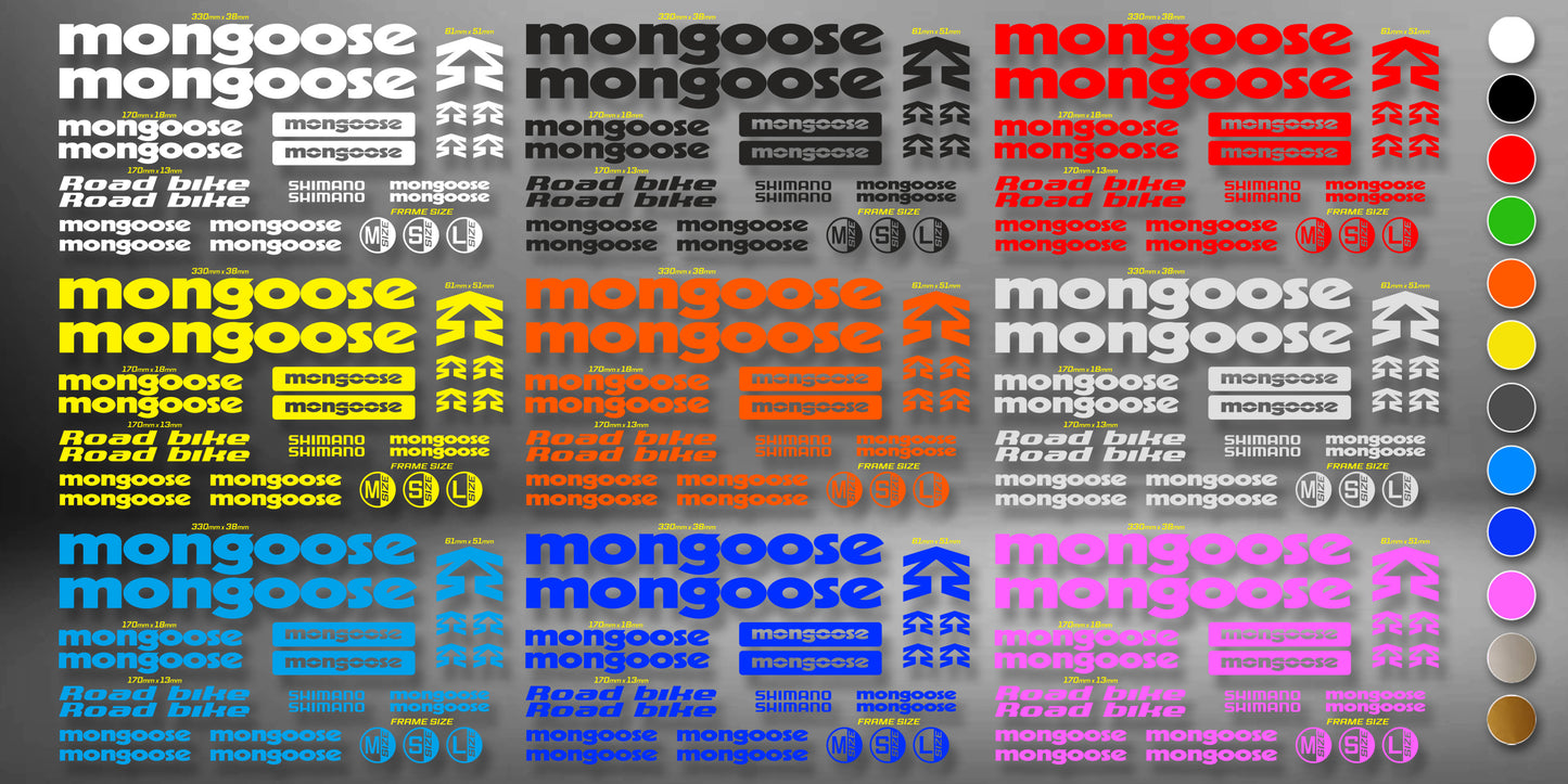 MONGOOSE bike stickers set +fork.  All colors are available