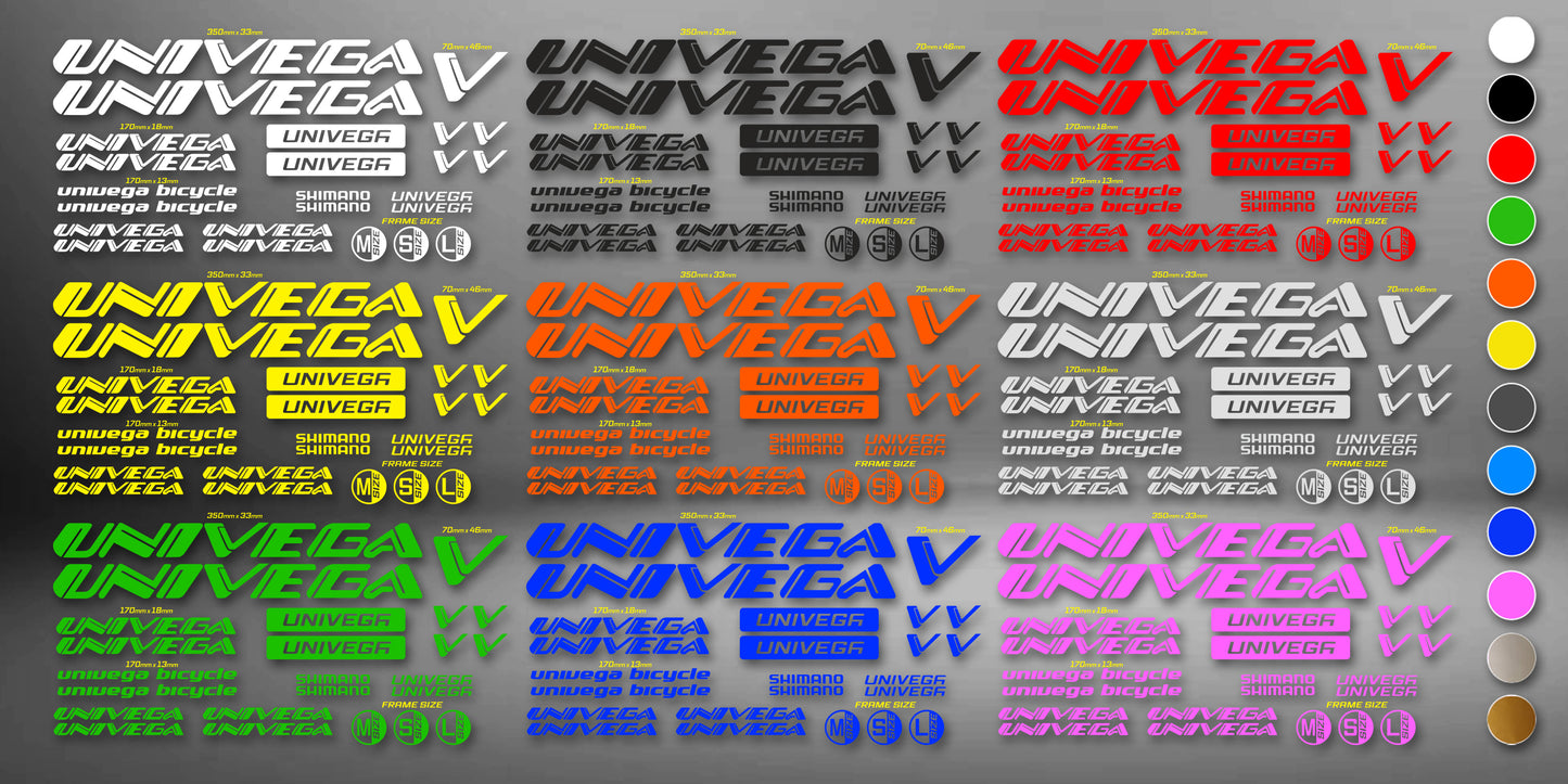 UNIVEGA bike stickers set +fork.  All colors are available